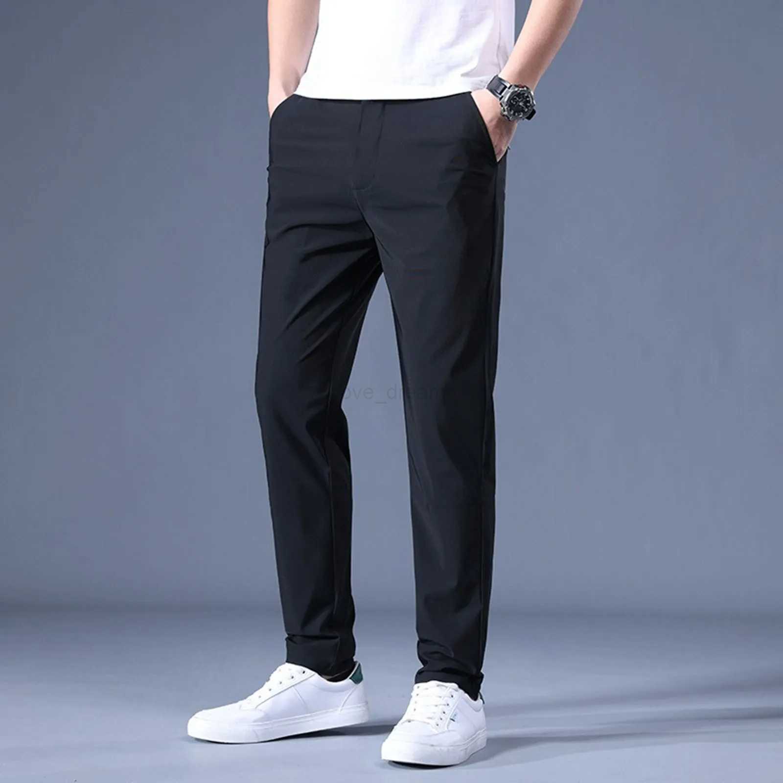 Mens Stretch Fitness Pants Mens Solid High Streetwear Pants Straight Pant Mens Trousers Fashion Casual Pants For JoggersXJ240813