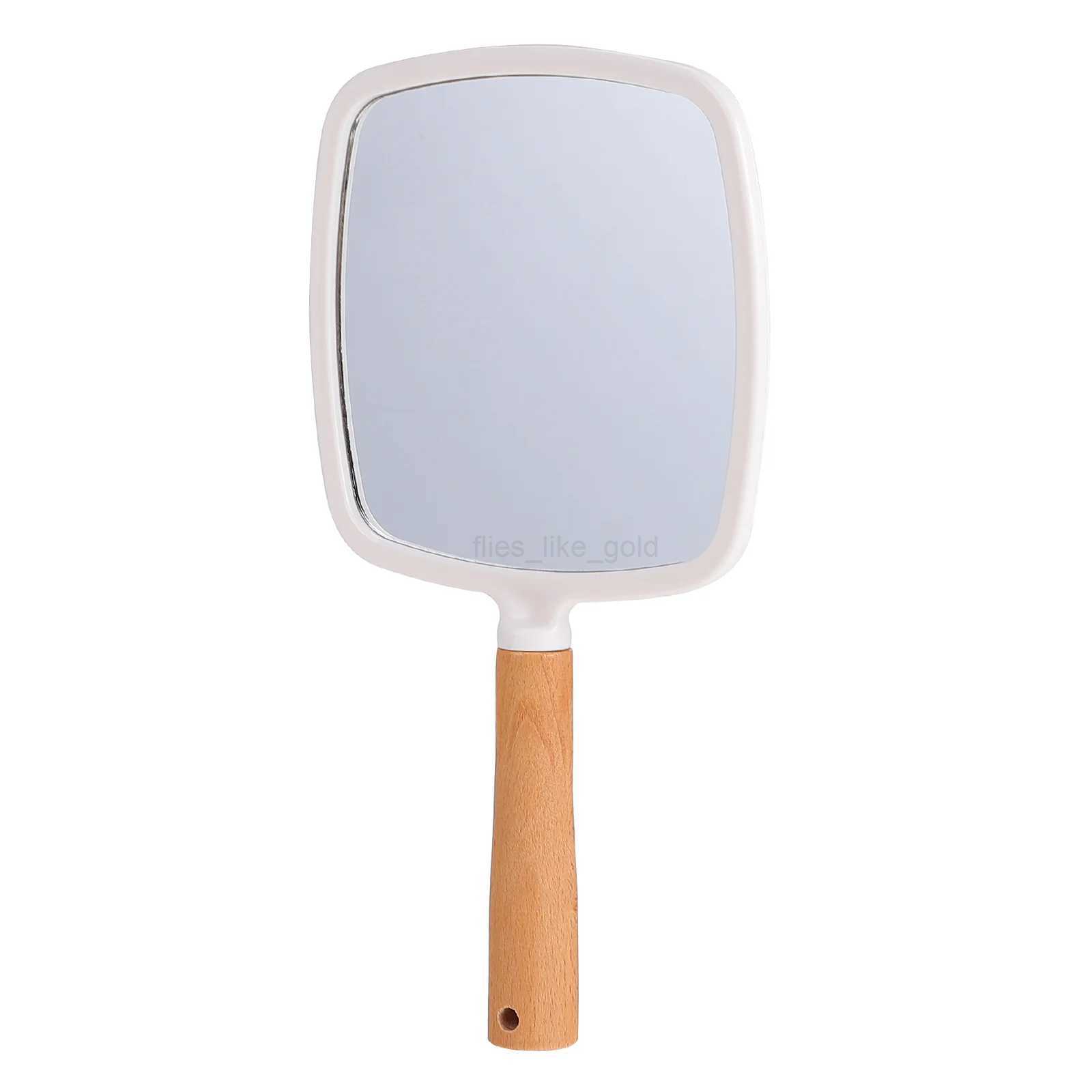 Handheld mirror dressing table womens makeup salon mirror portable barber wood European style handheld W240813
