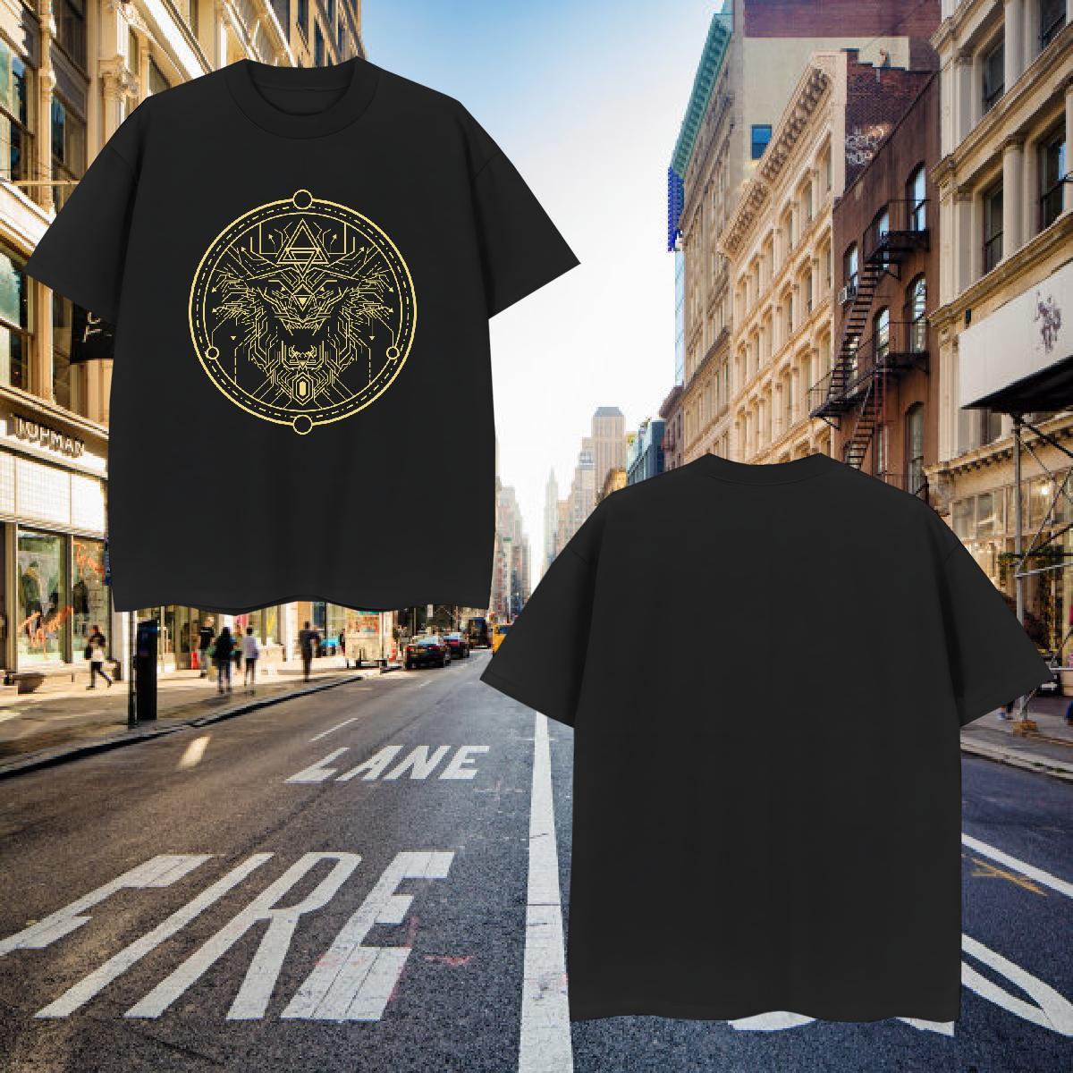 Mens T Shirts 100% Cotton 230g Geometric line Home Outdoor Round Neck Short Sleeve Skull Men Clothes T-Shirt 2024 New Wholesale Tees Shirts