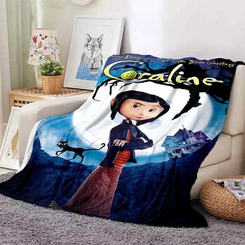 3D Print C-Coraline Animate Movie BlanketWarm and Soft Blanket For Couch Sofa Office Home Travel Camping Birthday GiftXJ240813