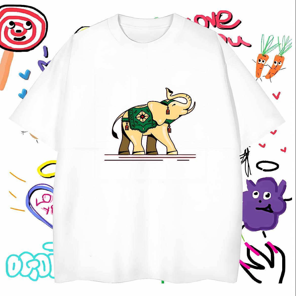 Designer Fashion Men Tshirts elephant Daily Wear 230g 100% Cotton Tops Crew Neck Cool T Shirt For Man Custom Print Plus Size