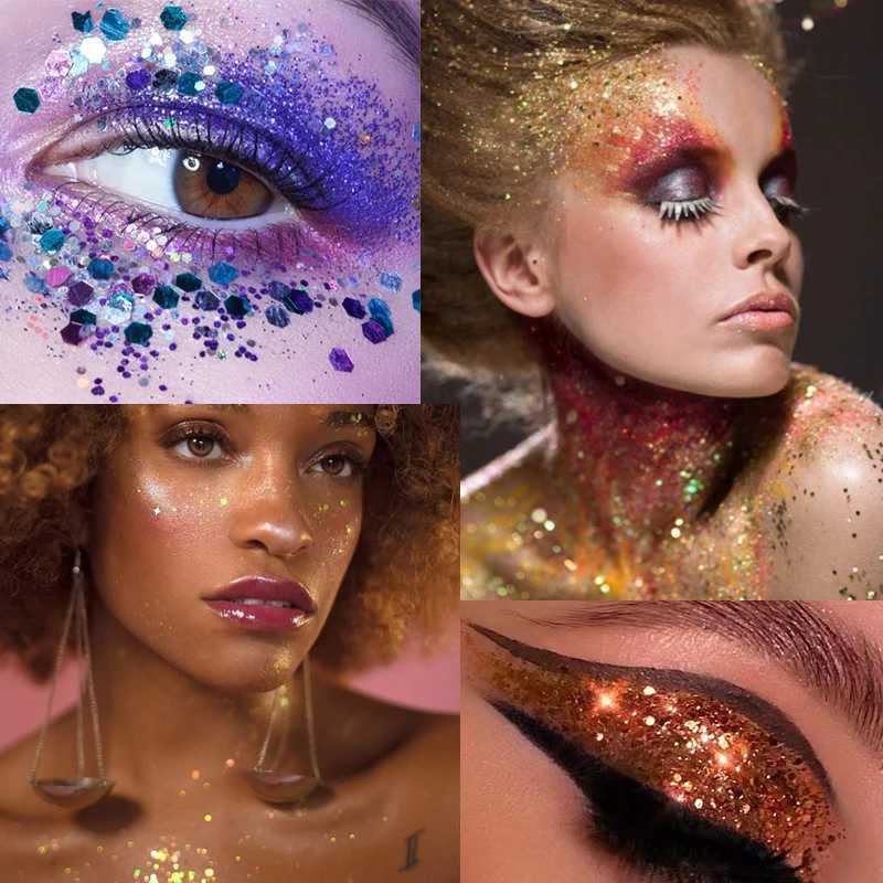 Shiny face eye lotion sequin gel stage party shimmer gel color makeup body lips hair nail cosmetics festival eye shadow W240812