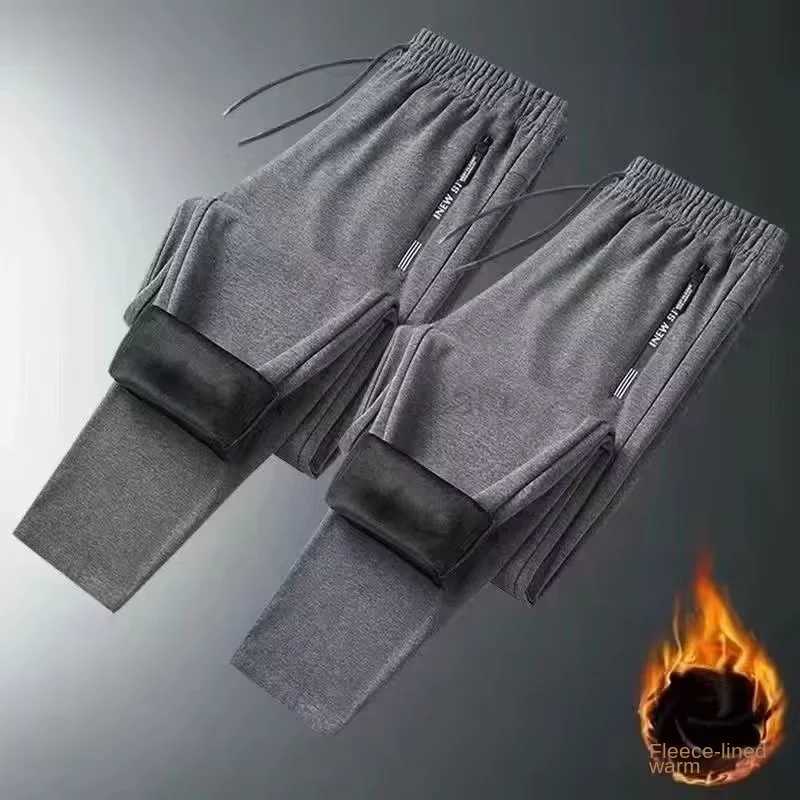 Casual Long Jogger Pants For Men In Autumn And Winter New Trendy Loose Elastic Mens Plus Velvet Sports Pants Mens TrousersXJ240813