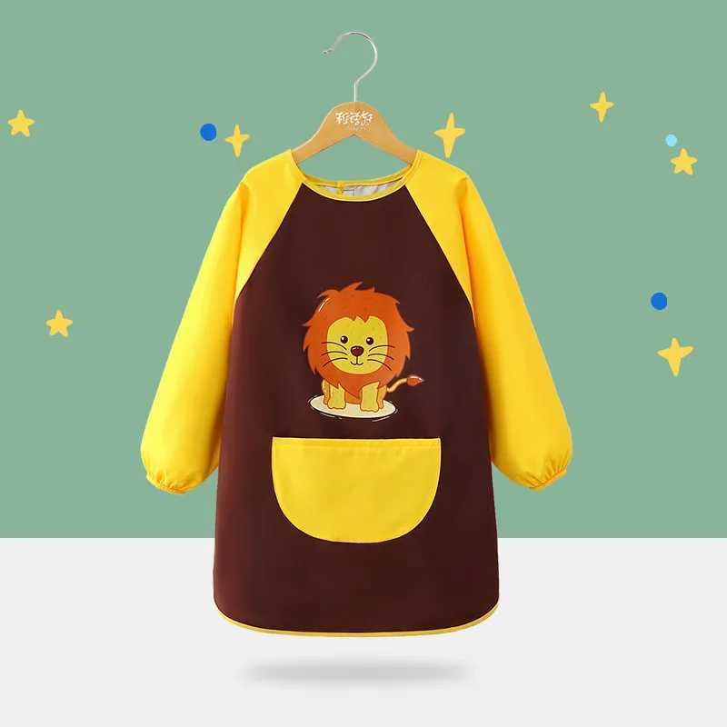Bibs Burp Cloths Cute Cartoon Infant Eating Bib Burp Cloths Painting Drawing Apron Long Sleeved Waterproof Childrens Overalls Raincoat SuppliesL4812