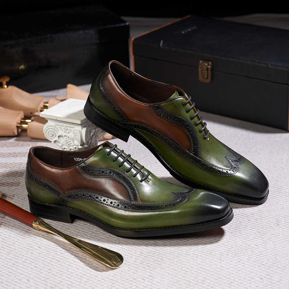CMM Pointed Leather Shoes Mens British Business Dress Leather Large Oxford Shoes Trend Color Matching Manual Mens Shoes