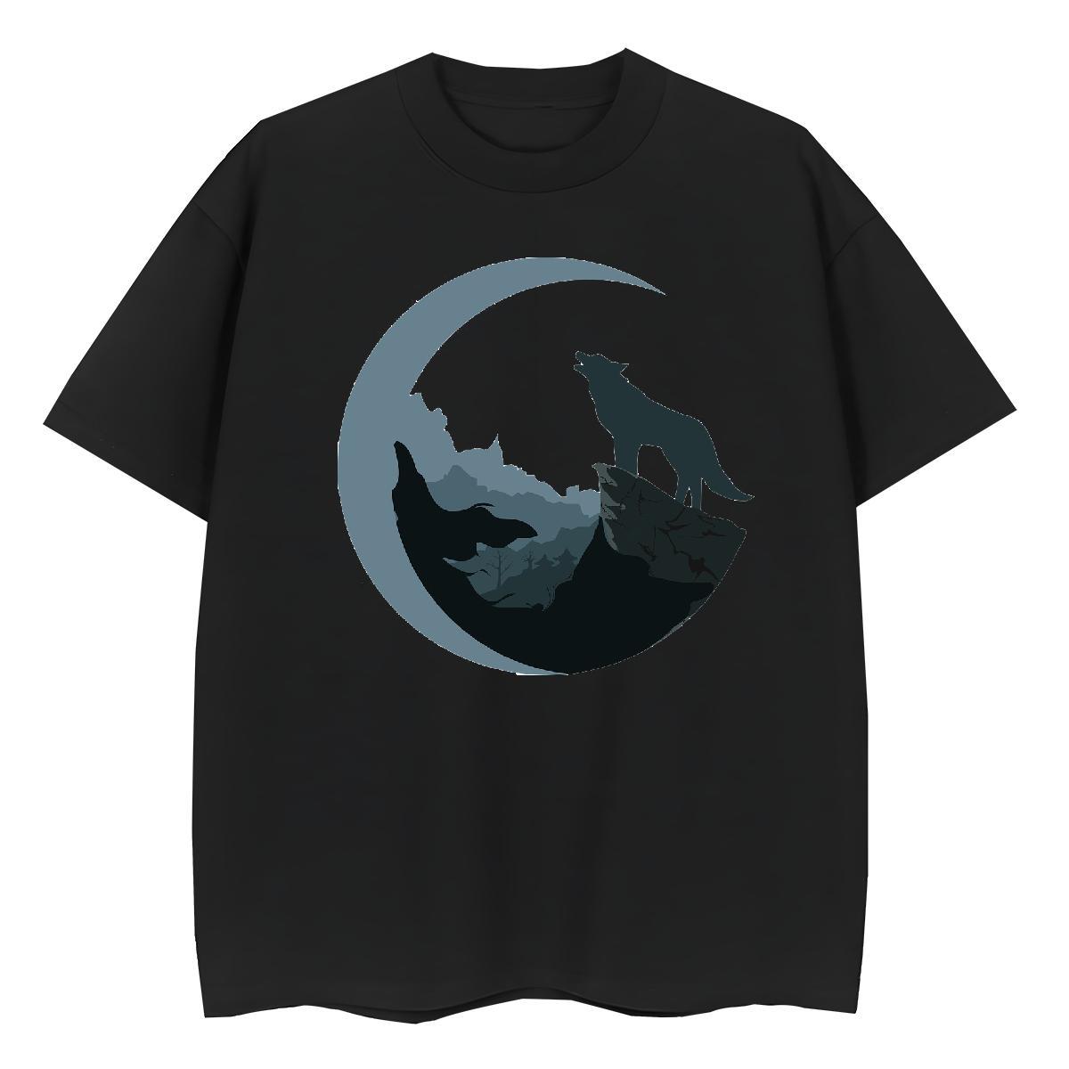 Loose T Shirt For Man wolf Crew Neck Breathable Casual Custom Anime 230g 100% Cotton Men Tees 2024 Designer Tops Shirt