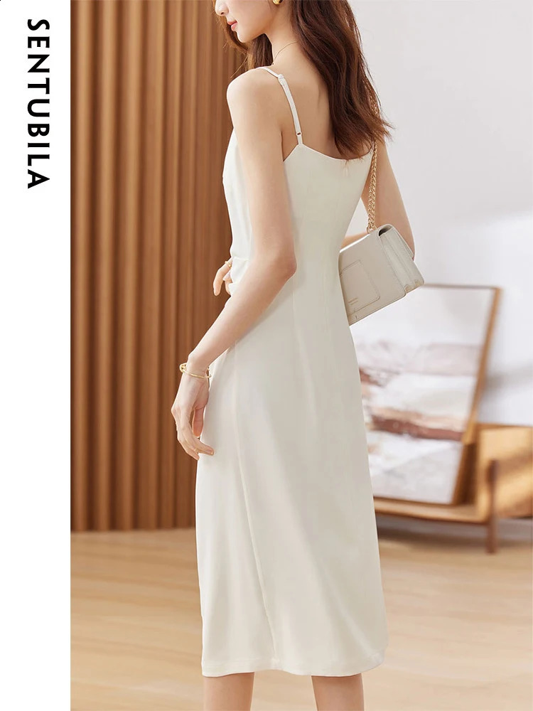 SENTUBILA Womens Elegant Jacket Two Piece Set Autumn Tie with Cami Slip Dress Work 132Z49094 240812