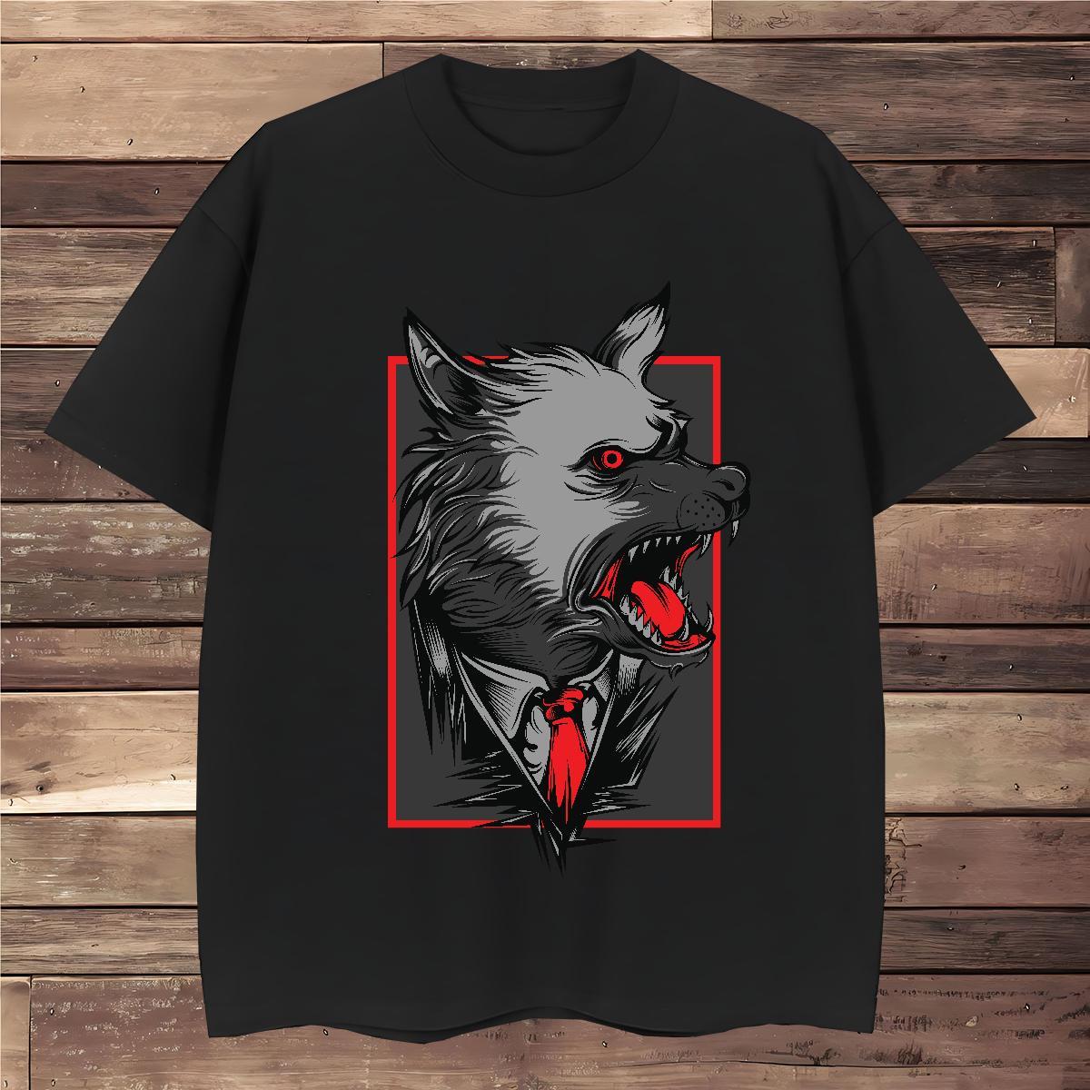 TOP Quality T-Shirts wolf O-Neck Short Sleeve Beach Customized Print 230g Cotton Tshirts Free Shipping Tees Shirts