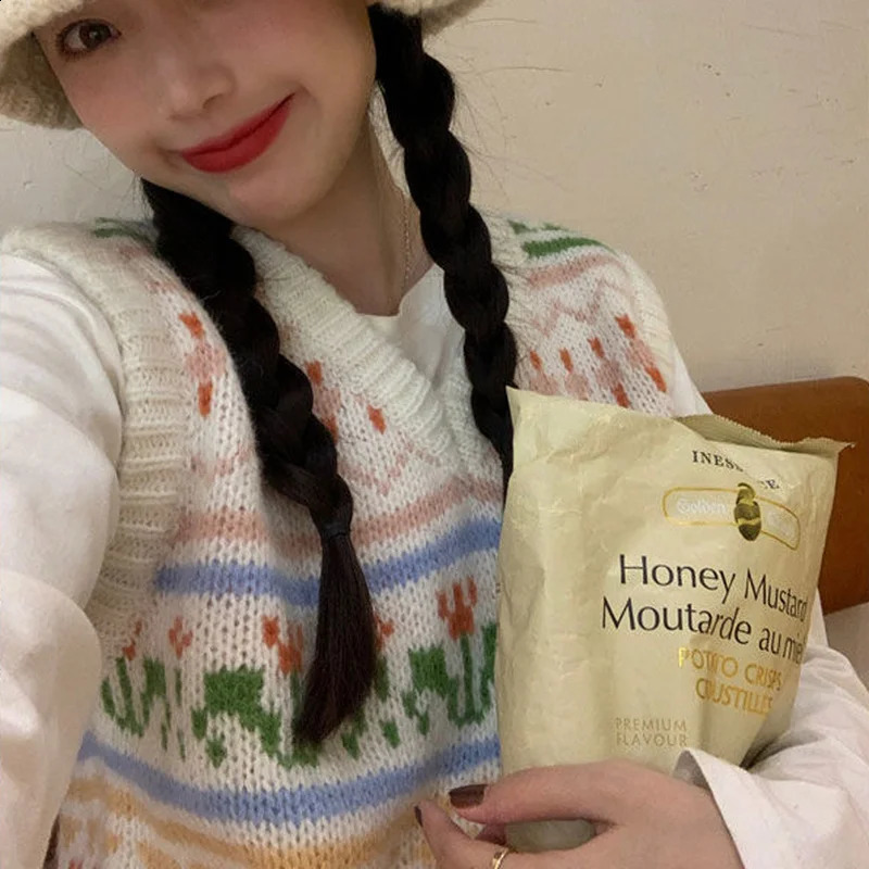 Sweater Vests Women Preppy Sweet Style Lovely Ladies Autumn Knitwear Y2k Fashion Light Soft Cozy Harajuku Holiday Slim All-match 240812