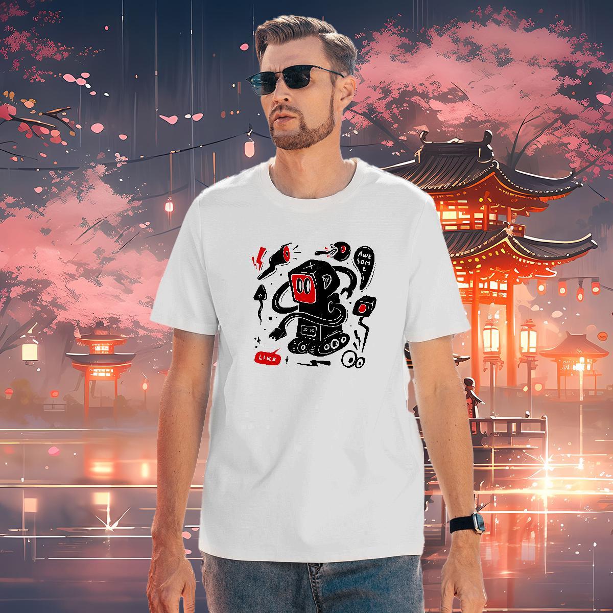 TOP Quality robot Men T Shirts Summer Casual Tshirt for Man Woman 230g Pure Cotton New O-Neck Short Sleeve DIY Printed Tee Shirt