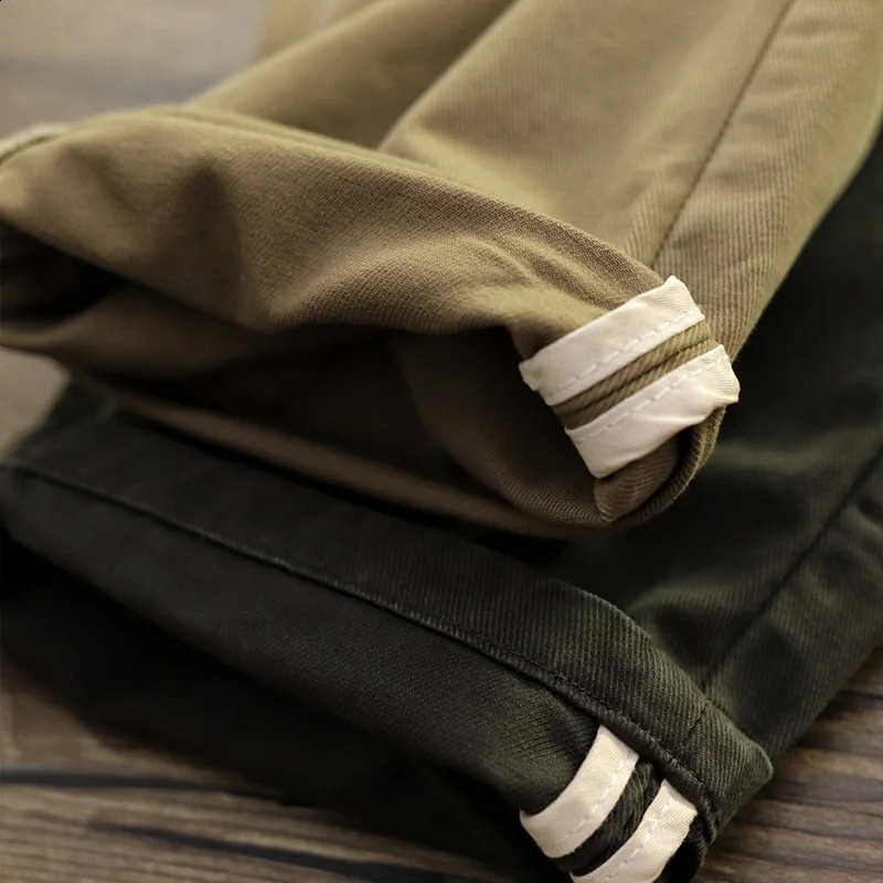 Spring American Retro Twill Amekaji Chino Mens Simple 100% Cotton Wash Ultra Thin Straight Business Casual Pants 240812