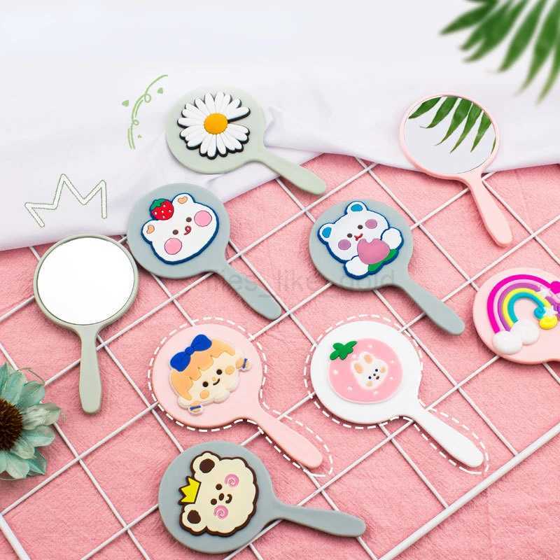 Handheld portable cartoon dormitory Korean princess mirror mini paper mirror makeup mirror makeup tool W240813