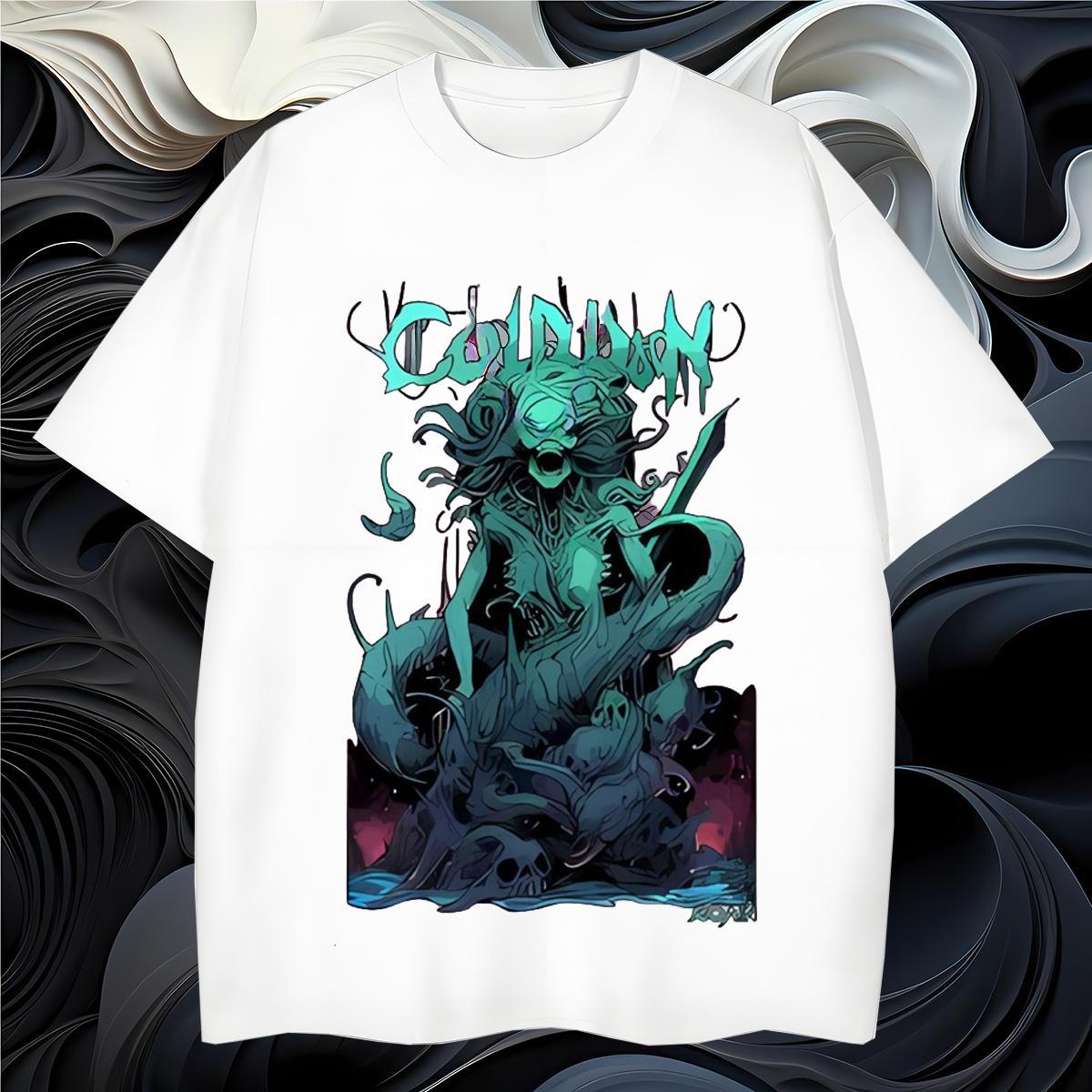 Men T Shirts 230g 100% Cotton Terror Hip Hop Street Short Sleeve Soft Black Oversized Couples T Shirts Designer Wholesale Top Tees