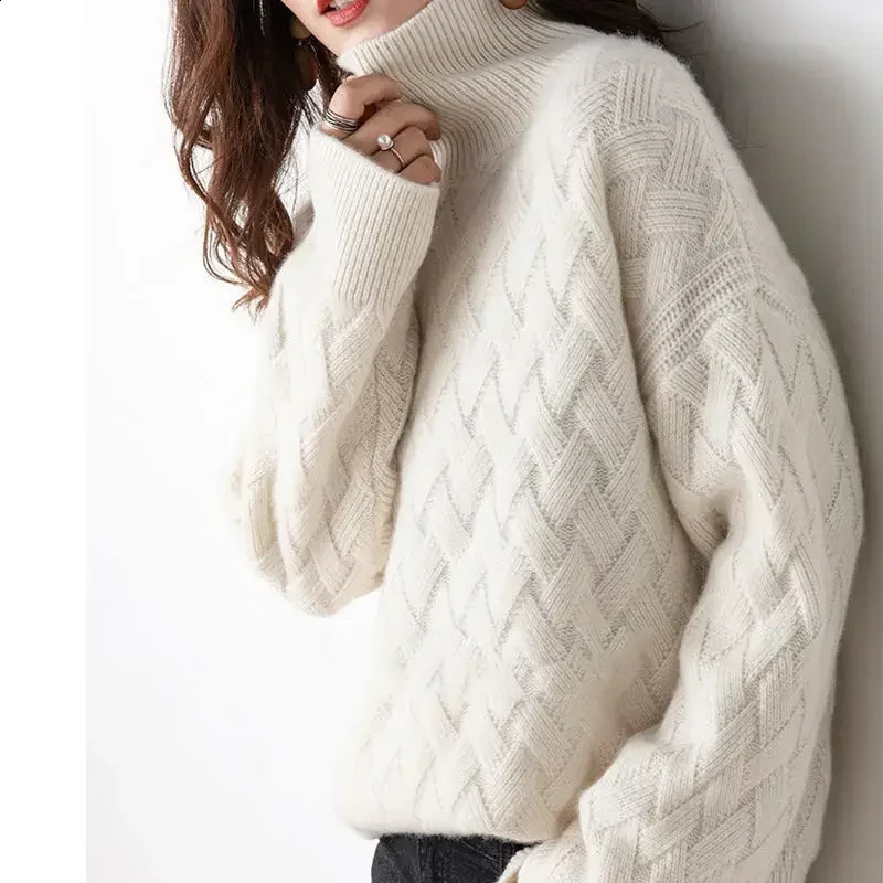 ZMZBCH Winter Womens Loose Sweater Fashionable Cashmere Oversized Thick Zipper Long Sleeve 240812