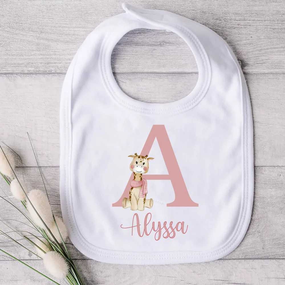 Bibs Burp Cloths Personalized Baby Bib Deer Initial with Name Girls Cotton Bibs Newborn Saliva Towel Flower Print Bib Baptism Infant Shower GiftsL4812