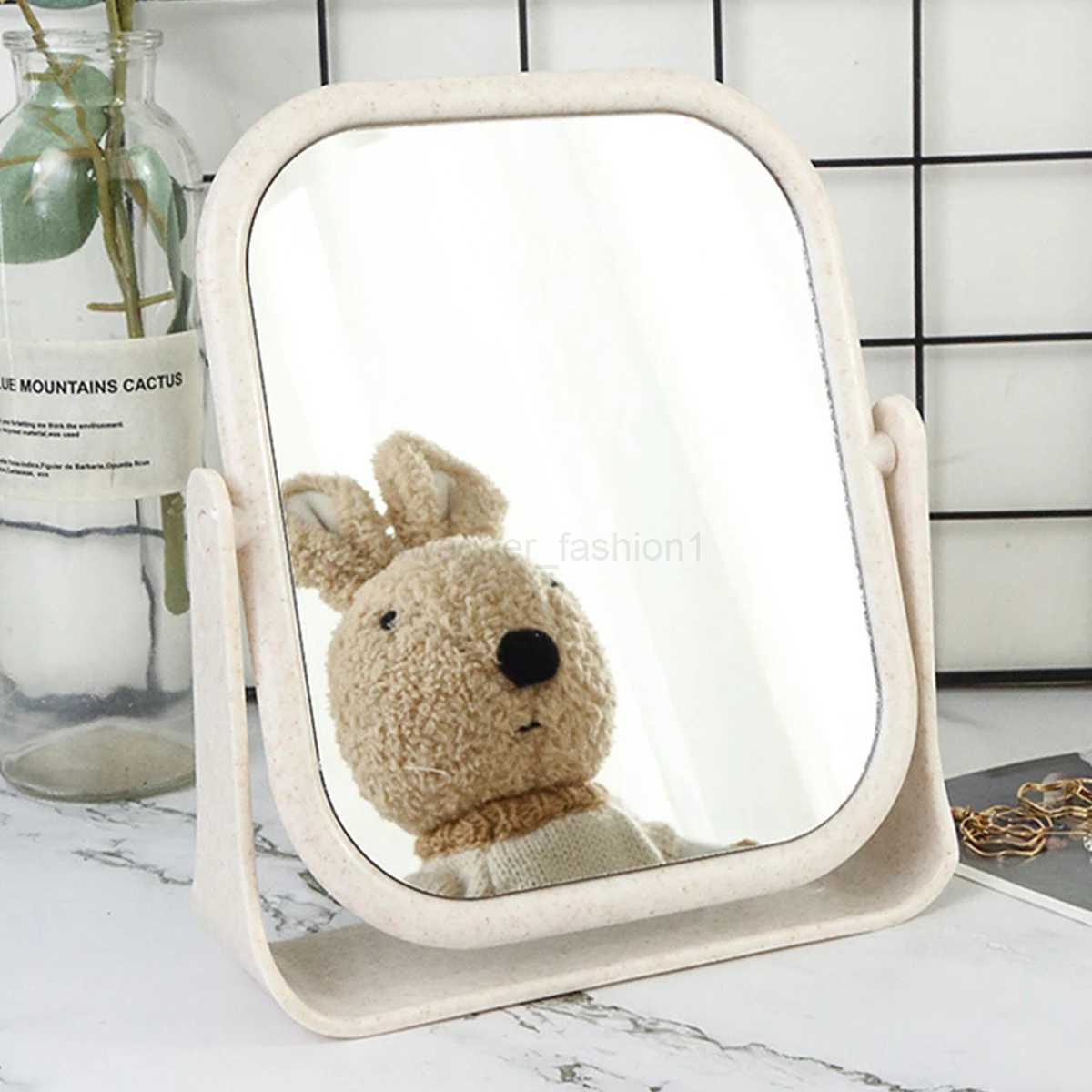 Desktop Foldable Makeup Mirror Simple Portable Princess Mirror Square Makeup Mirror Small Mirror with Stand for WomenXJ240813