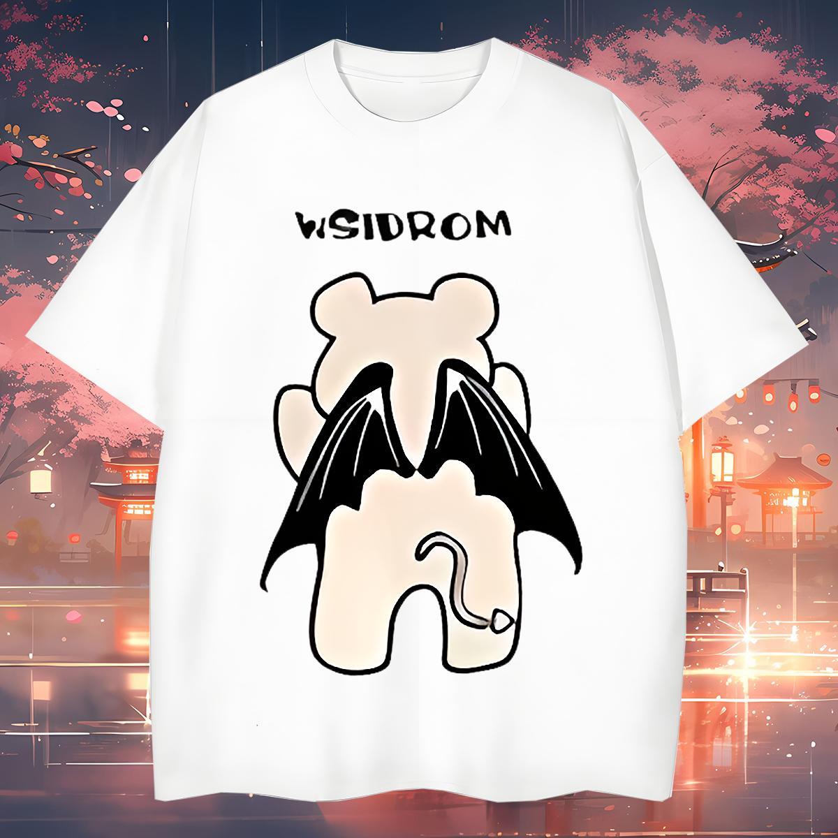 Man T Shirts 230g 100% Cotton bear Street wear Hip Hop Breathable Crew Neck Cartoon Print Tshirt for Man Woman 2024 Loose Fit Top Tees