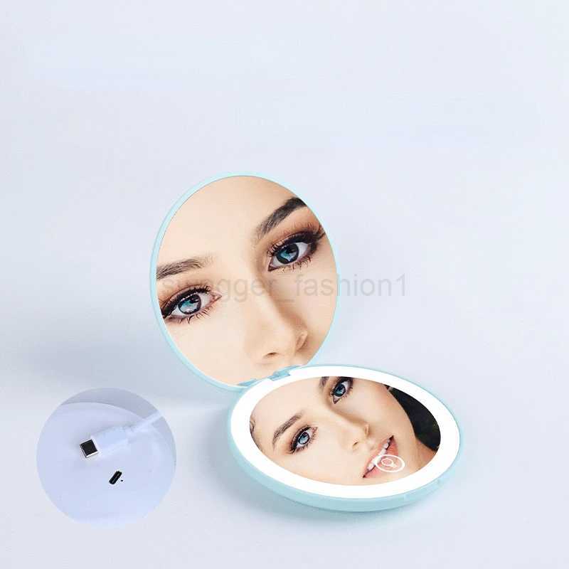 Mini Portable Folding Travel Mirror LED Light Makeup Mirror Compact Mirror 10X Magnification 2-sided Beauty Makeup Round MirrorXJ240813