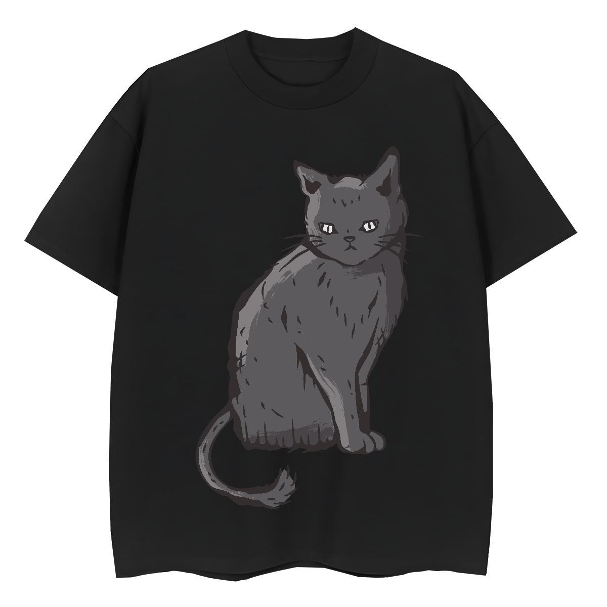 TOP Quality T-Shirts cat Breathable Short Sleeve Casual Daily Wear Custom Print Plus Size 230g 100% Cotton Tshirt for Man Woman Wholesale Polos