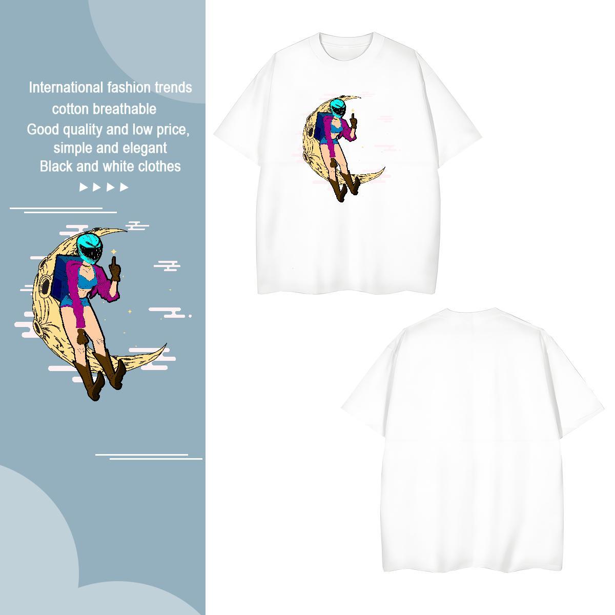 T Shirts Men 230g Pure Cotton planet Beach Breathable Short Sleeve Customized Tshirt for Man Woman New Designer Cool Design Clothes
