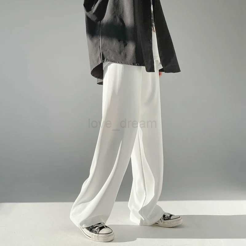 Men Korean Straight Pants Fashion Mens Thin Ice Silk Pants Joggers Loose Casual Straight Trousers Couple PantsXJ240813