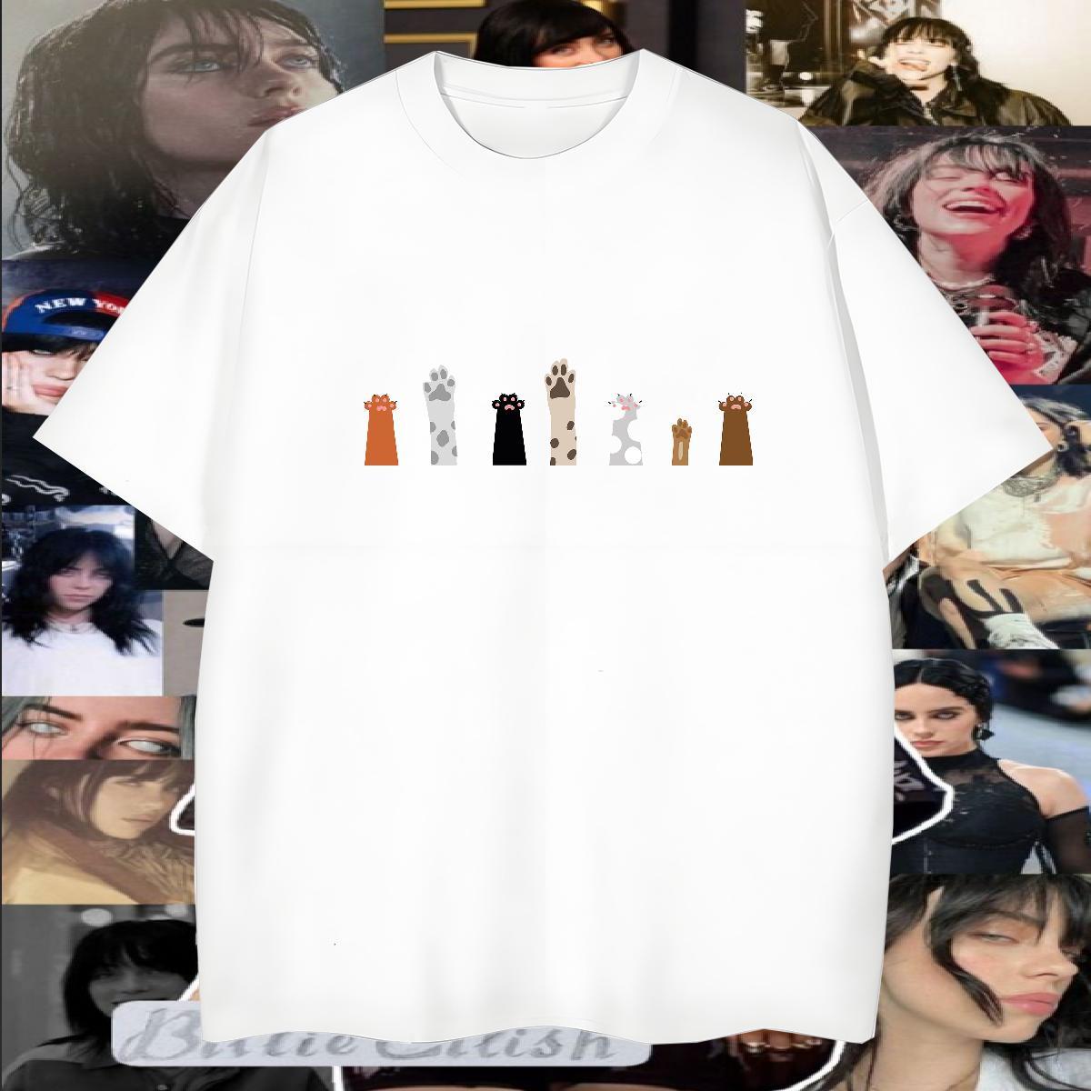 Classic Couples T Shirts cat High Street Hip Hop 230g 100% Cotton Top Tees O-Neck Short Sleeve High Quality Mens T Shirts Cartoon Printing L-4XL
