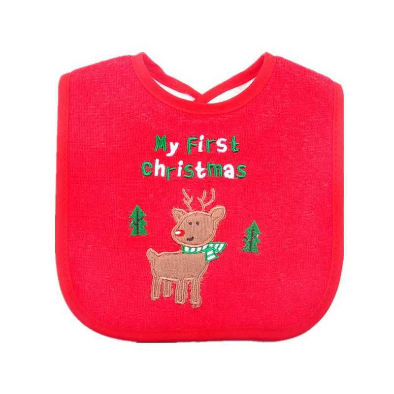 Bibs Burp Cloths Christmas Style Baby Bibs Round Neck Waterproof Burp Cloths Santa Elk Christmas Tree Pattern Infant Saliva Towel Xmas Kids GiftL4812