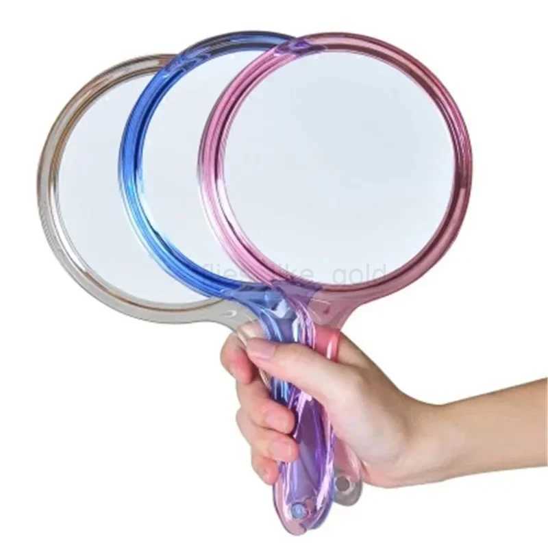 Hand mirror double-sided hand mirror 1x/3x magnifying glass transparent hand mirror with handle circular makeup mirror W240813