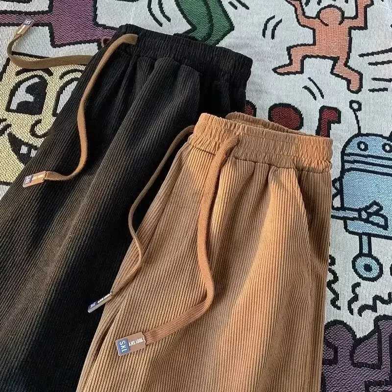 Spring Autumn Casual Pants for Men Loose Corduroy Pants Men Casual Pants Korean Wide Leg Pants Jogger PantsXJ240813