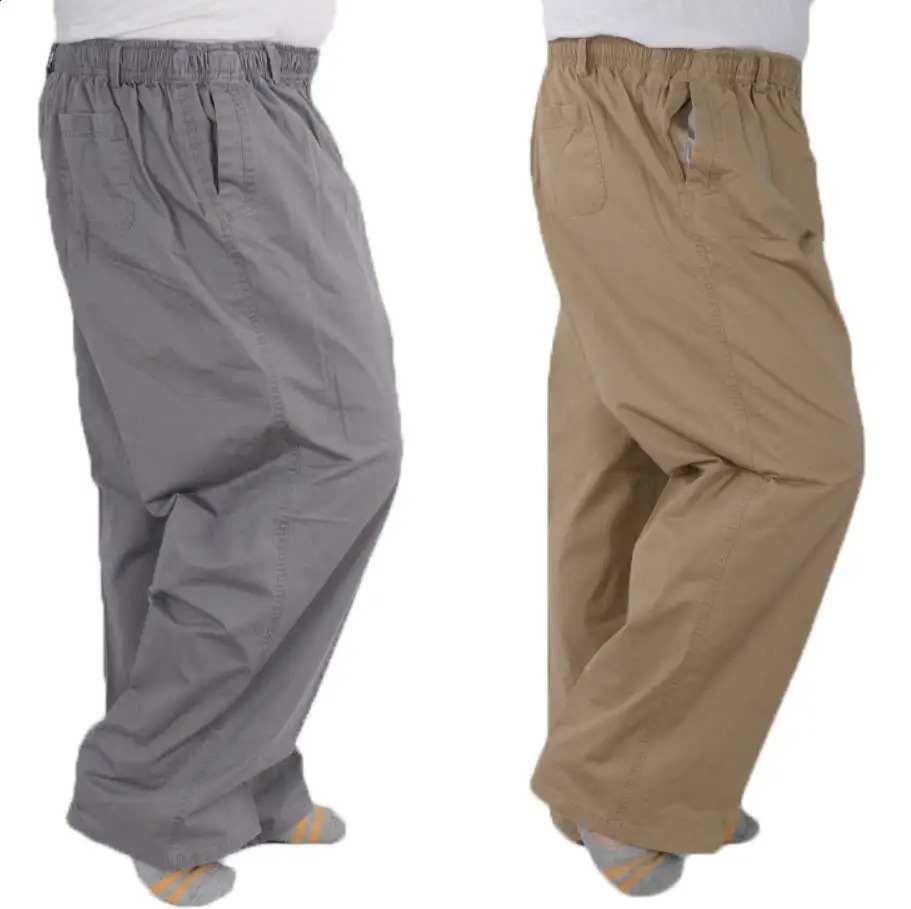 165KG Summer Plus Size 8XL 10XL 11XL 12XL 13XL Pants Men Cotton Breathable Stretch Pants Loose Trousers 240812