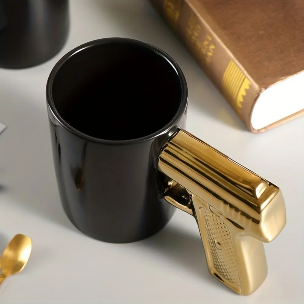 1pc Novelty Ceramic Coffee Mug With Pistol Handle Gun Mug Pistol Cup Coffee Cup Pistol 3D Mug Gift For Men