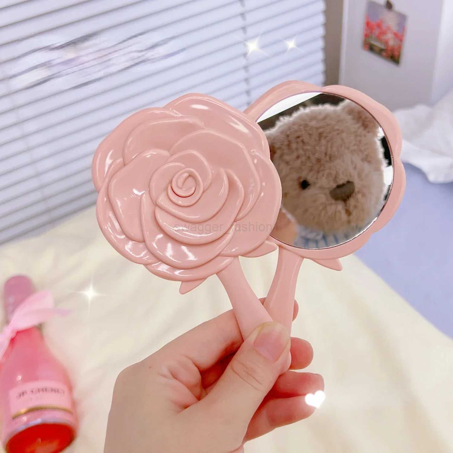 Retro Rose Flower Shape 3D Stereo Cosmetic Makeup Compact Mirror 4 Colors Choose Hand Mirror Compact Mirror WholesaleXJ240813