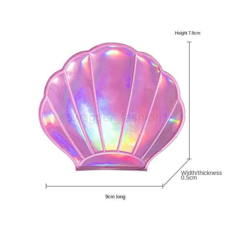 Dream Laser Color Shell Shape Makeup Mirror 2X Magnifying Mirror Portable Double-sided Folding Pocket Kawaii Makeup AccessoriesXJ240813