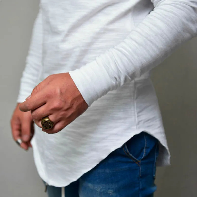 Men Solid T-shirts Autumn Spring O-Neck Long Sleeve Male Slim Tee Tops HTZ-XX005 240812