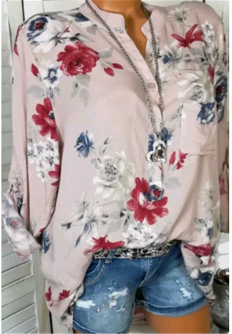 Plus size Blouse Women Printed causal shirt Long sleeves