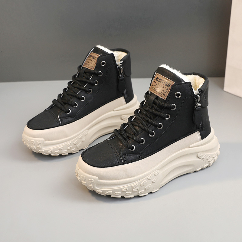 ZY Igh Top For Women In Autumn New S Round Toe Thick Sole Elevated Casual Board Shoes Street Photo Instagram Outdoor