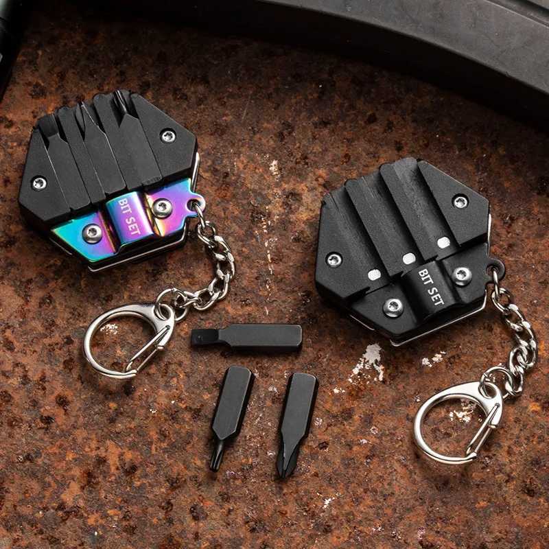 Mini Multi functional Hexagonal Coin Keychain EDC Tool Pocket Folding Screwdriver Knife Bottle Opener Keychain Small Tool W240808