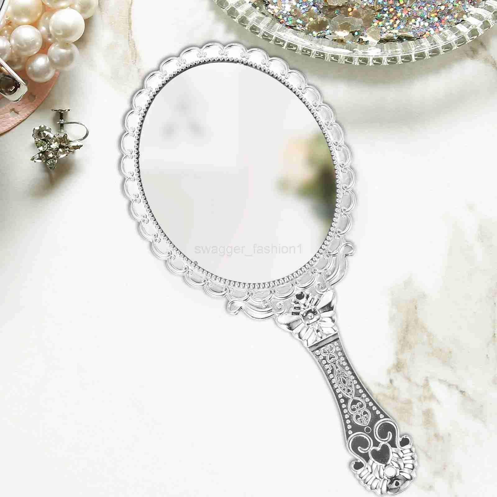 Retro Handle Mirror Portable Travel Carry Makeup Mirrors Vanity Small Handheld CompactXJ240813