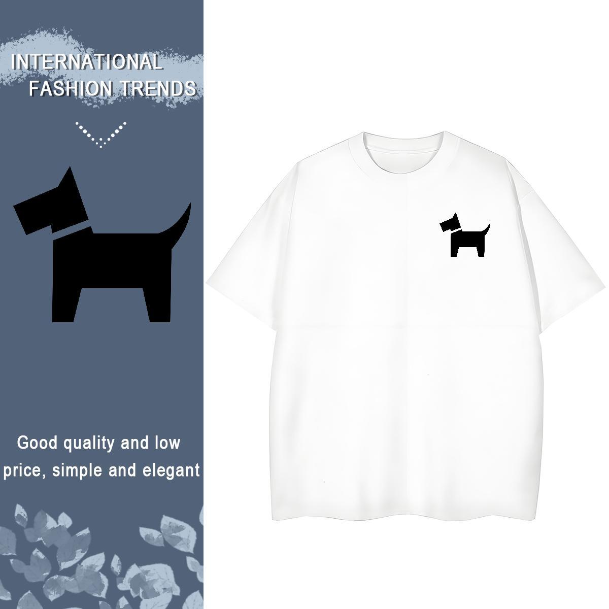 Man T Shirts 230g Pure Cotton Dog Casual O Neck Short Sleeves White Plus Size Mens Tshirts 2024 New Unisex Tee Shirt