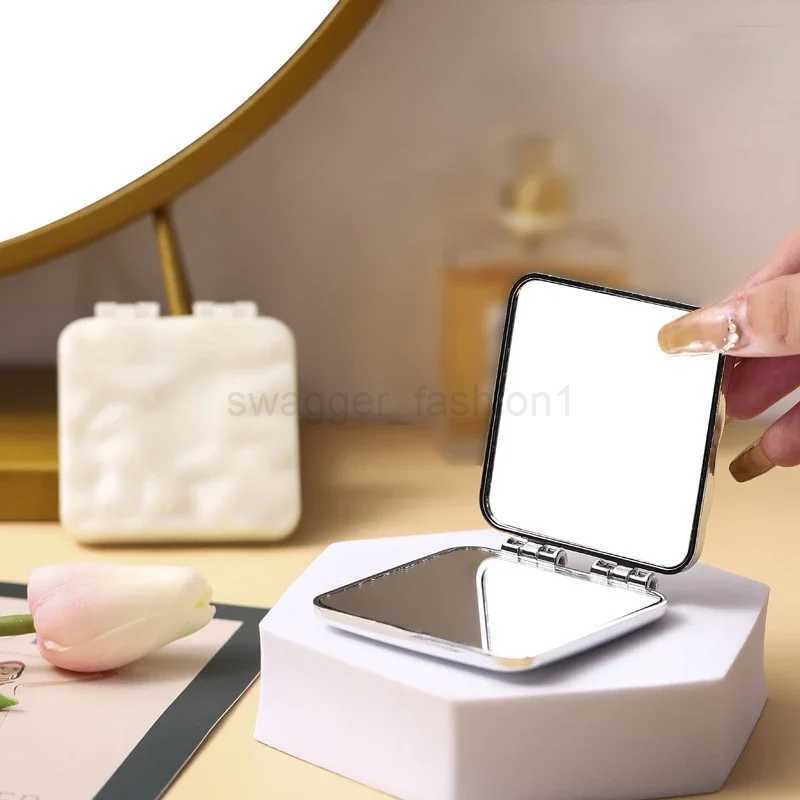 Foldable Plating Makeup Mirror Mini Square Makeup Vanity Mirrors Portable Hand Mirrors Double-sided Compact Mirror Pocket MirrorXJ240813