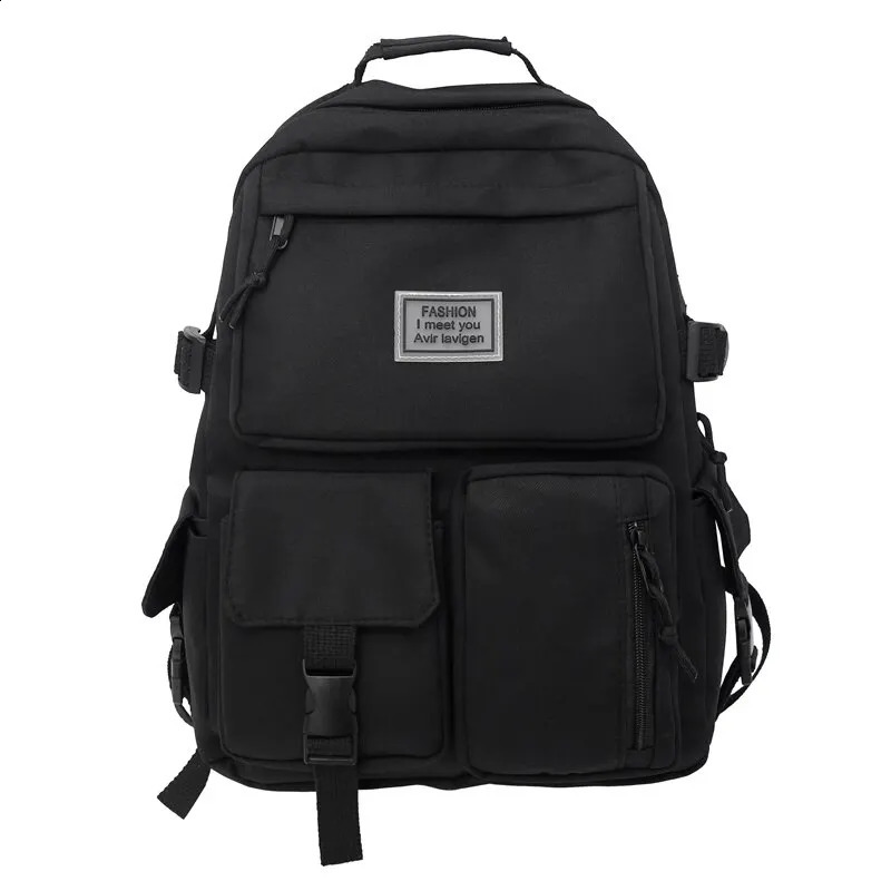 Multi pocket mens and womens nylon large capacity casual simple backpack insert button computer 240813