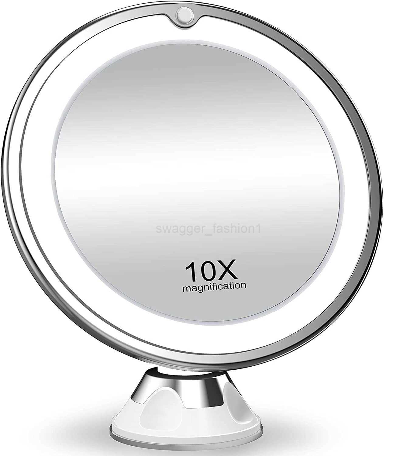 Flexible 10x Magnifying Mirror LED LightingTouch Screen Portable Dressing Table Makeup Dry BatteryXJ240813