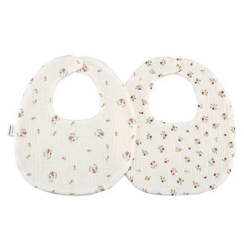 Bibs Burp Cloths 2pcs/set Summer Cotton Gauze Baby Print Bibs Infant Bib Newborn Burp Cloths Bandana Scarf for Kids Boy Girl Feeding Saliva TowelL4812