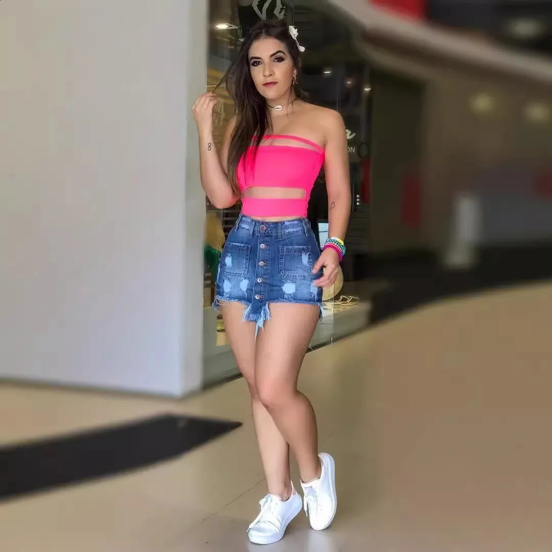 2024 Women Denim Skirts High Waist Club Hollow Out Short Skirt Pants Y2k Streetwear Casual Pencil Skirts 240812