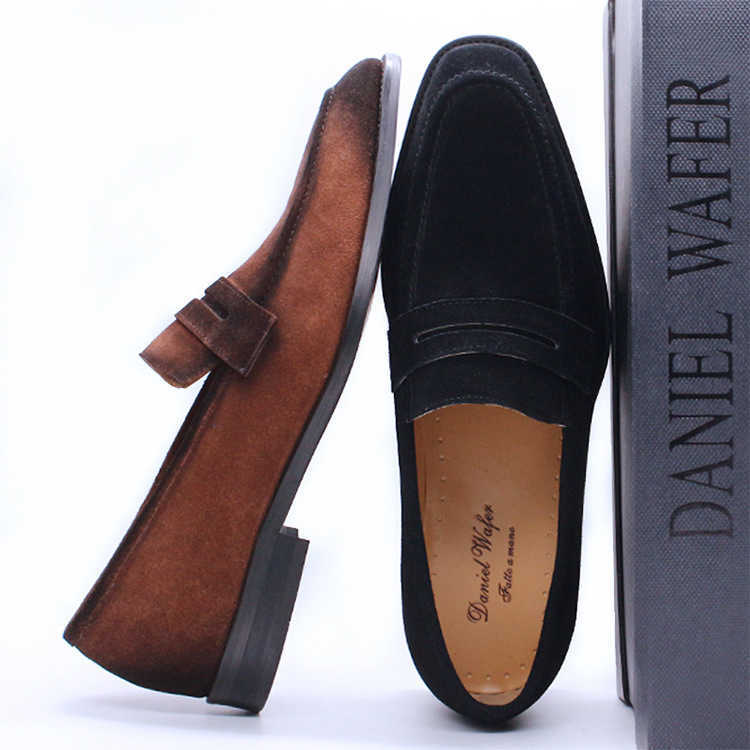 CMM Mens Genuine Leather Casual Shoes Autumn Suede One Foot Lazy Shoes New Mens Shoes Loafer Shoes