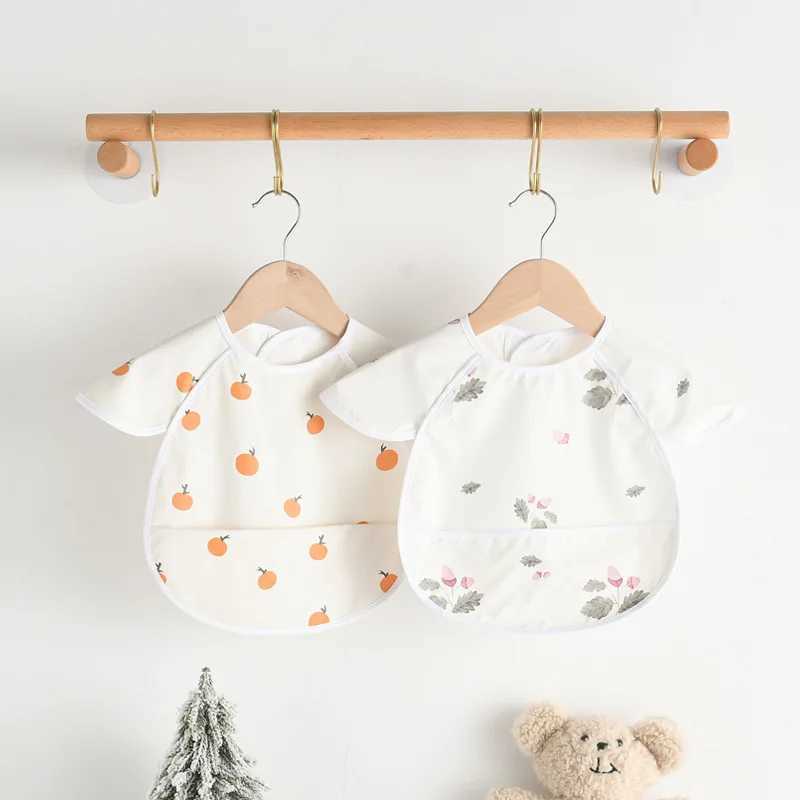 Bibs Burp Cloths New Waterproof Short Sleeve Baby Bibs Cute Cartoon Washcloth Feeding Apron Bib Soft Burp Cloth For Toddler Boy Girl Bandana BibsL4812