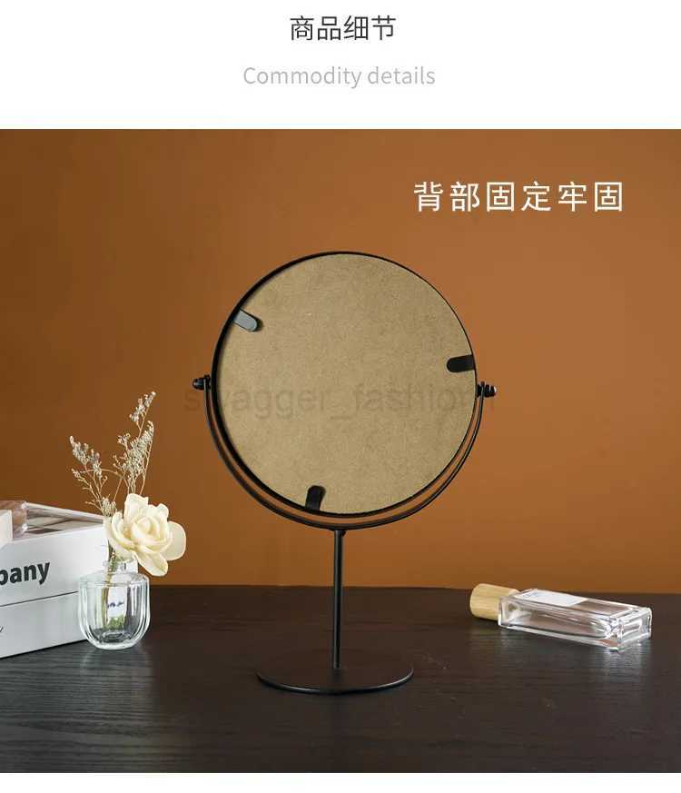 Nordic Brass Gold Metal Makeup Mirror Luxury Retro Dressing Mirror Desktop Bedroom Square Round Mirror Dormitory Makeup MirrorXJ240813