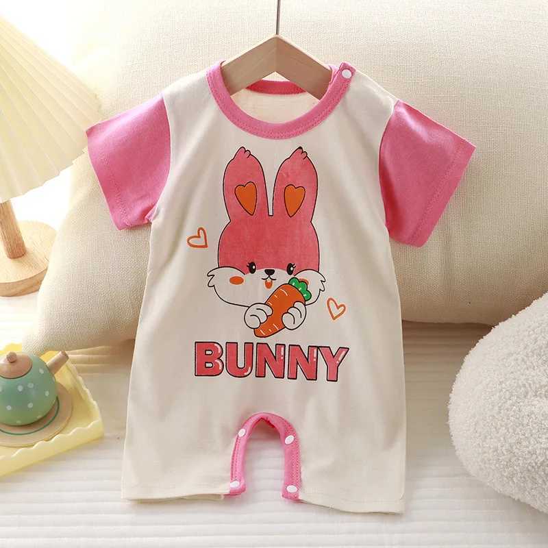 2024 new childrens clothing ultra-thin cotton summer treasure baby short sleeved jumpsuit boys and girls jumpsuit W240812