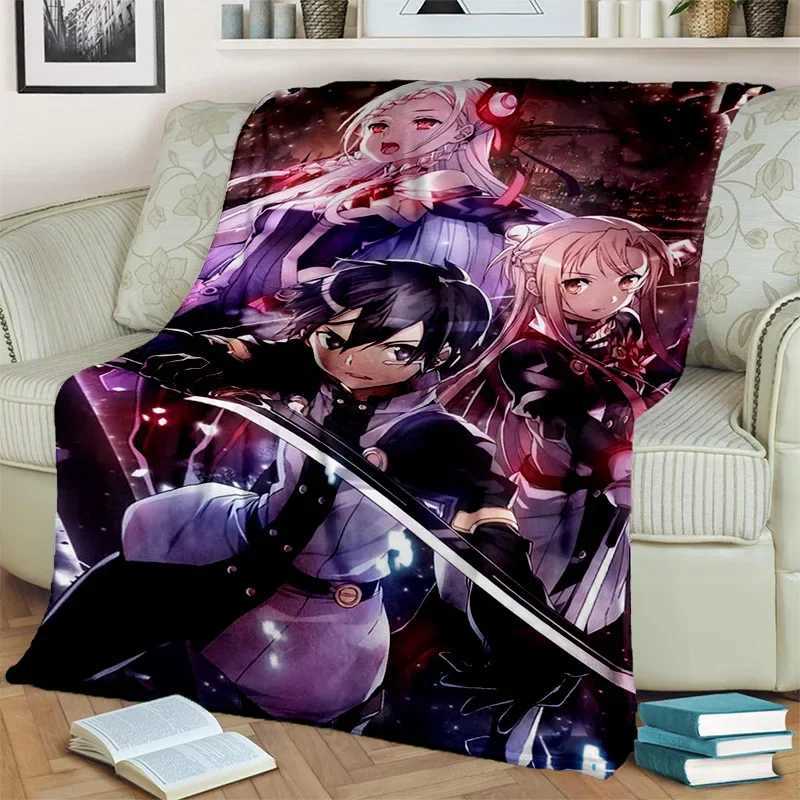 Sword Art Online SAO Novel Cartoon BlanketSoft Throw Blanket for Home Bedroom Bed Sofa Picnic Travel Office Cover Blanket KidsXJ240813