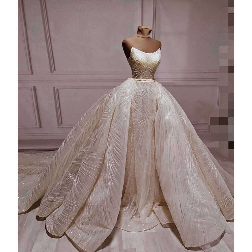 Mermaid Princess Gown Wedding Dresses Sequined Lace Sweep Train Bridal Gowns Big Vestidos De Novia Custom Size Colour S 6660311